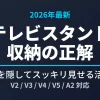 2026年最新のEQUALS WALLテレビスタンド（V2/V3/V4/V5/A2）向け、配線を隠してスッキリ見せる収納アクセサリー活用術のアイキャッチ画像。