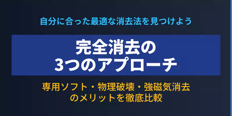 自分でパソコンのデータを完全に消去する3つのアプローチの比較バナー